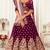 Engaging Purple Zari, Sequins and thread embroidered velvet fabric lehenga choli for dulhan
