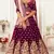 Engaging Purple Zari, Sequins and thread embroidered velvet fabric lehenga choli for dulhan