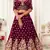 Engaging Purple Zari, Sequins and thread embroidered velvet fabric lehenga choli for dulhan