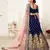 Alluring Navy-blue Zari, Sequins and thread embroidered Velvet Fabric Lehenga choli for bridal