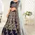 Delightful Navy-blue Zari, Sequins and Thread Embroidered velvet fabric lehenga choli for bride