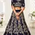 Delightful Navy-blue Zari, Sequins and Thread Embroidered velvet fabric lehenga choli for bride