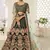 Delightful Dark Green Zari, Sequins and Thread Embroidered velvet fabric lehenga choli for wedding