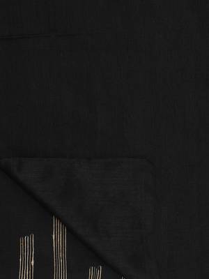 Black Stribe Work Cotton Silk Handloom Saree With Blouse 6