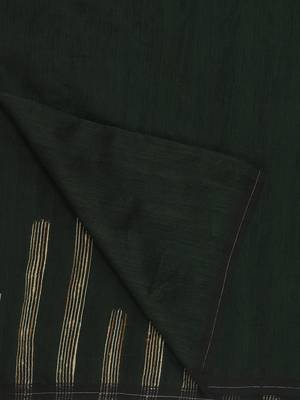 Bottle Green Stribe Work Cotton Silk Handloom Saree With Blouse 6
