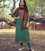 Green embroidered silk blend salwar