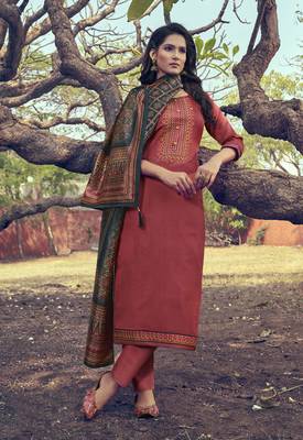 Pink embroidered silk blend salwar 1