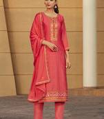 Pink embroidered satin salwar