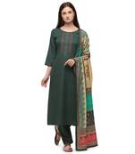 Green embroidered cotton salwar