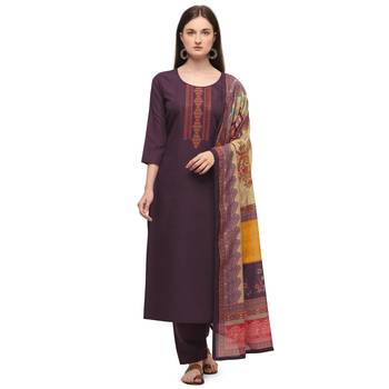 Purple embroidered cotton salwar 1