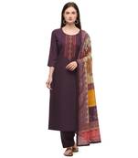 Purple embroidered cotton salwar