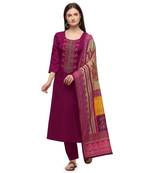 Rani-pink embroidered cotton salwar