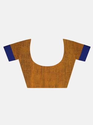 Blue Hand Weaven Khadi Cotton  daily Wear Handloom Saree With Blouse 7