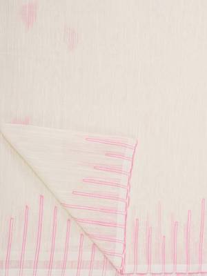 White Triangle Design Hand Weaven Cotton Silk Handloom Saree With Blouse 5