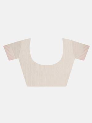 White Triangle Design Hand Weaven Cotton Silk Handloom Saree With Blouse 6