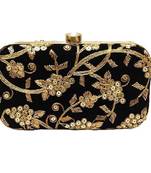 Shoptory India Women's Hand Embroidered Casual Partywear Clutch - Black