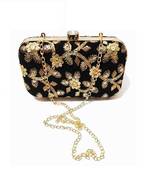 Shoptory India Women's Hand Embroidered Casual Partywear Clutch - Black