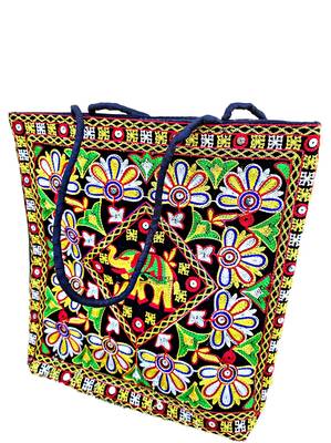Shoptory India Embroidred Rajasthani Handbag Casual Party Hobo Tote For Women Girls - Black 3