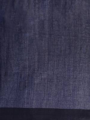 Blue Plain Cotton Handloom Sarees With Blouse 5