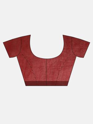Blue Plain Cotton Handloom Sarees With Blouse 7