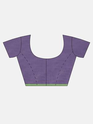 Purple Plain Cotton Handloom Sarees With Blouse 6