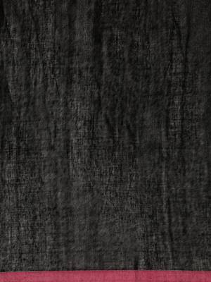 Black Plain Cotton Handloom Sarees With Blouse 8