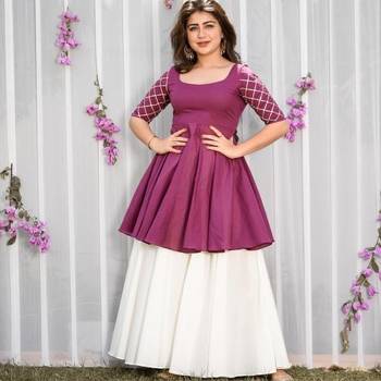 Noor Startup Women's Rayon Solid Print Flared Kurti With Sharara Set 1