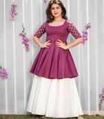 Noor Startup Women's Rayon Solid Print Flared Kurti With Sharara Set