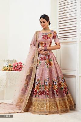 Rose
 embroidered art silk semi stitched lehenga 1
