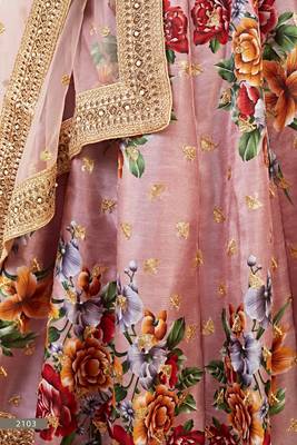 Rose
 embroidered art silk semi stitched lehenga 3