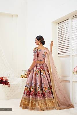 Rose
 embroidered art silk semi stitched lehenga 4