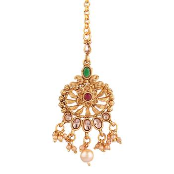 Gold zircon   maang-tikka 1