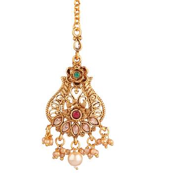 Gold zircon   maang-tikka 1