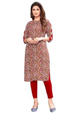 Red printed cotton ethnic-kurtis 1