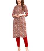 Red printed cotton ethnic-kurtis