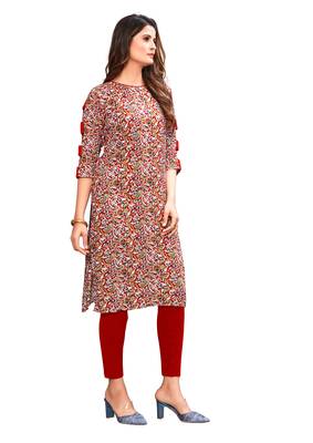 Red printed cotton ethnic-kurtis 3