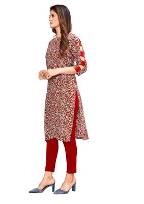 Red printed cotton ethnic-kurtis 4