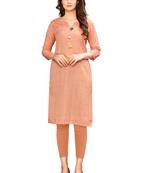 Peach printed cotton ethnic-kurtis