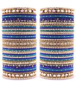 Blue Kundan Studded and Bead Work Gold Bangles and Bracelets