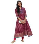 G COLLECTION Purple printed cotton cotton-kurtis