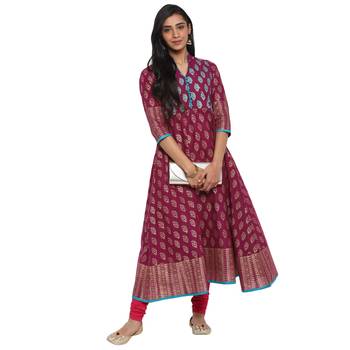  Purple printed cotton cotton-kurtis 2