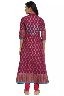  Purple printed cotton cotton-kurtis