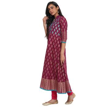  Purple printed cotton cotton-kurtis 4