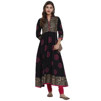  Black printed cotton cotton-kurtis 1