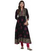 G COLLECTION Black printed cotton cotton-kurtis