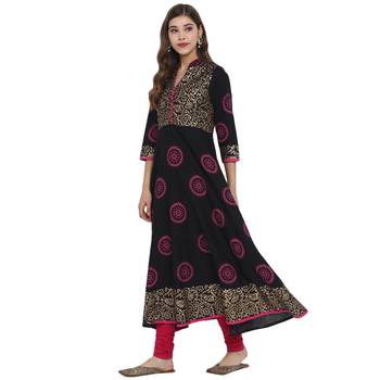  Black printed cotton cotton-kurtis 4