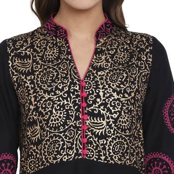  Black printed cotton cotton-kurtis 5