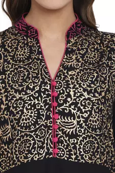  Black printed cotton cotton-kurtis