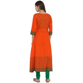 G COLLECTION Orange printed cotton cotton-kurtis 3
