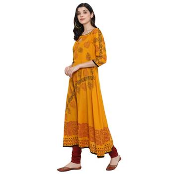  Mustard printed cotton cotton-kurtis 4